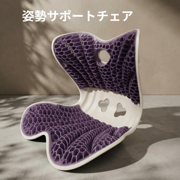 矯正クッション サポートチェア サポートクッション ボディサポートシート ハニカム　ゲル 骨盤矯正 姿勢矯正 腰痛緩和 猫背 クッション シート 腰の負担を大幅に軽減 健康 体調 美姿勢 改善 座るだけ 3F