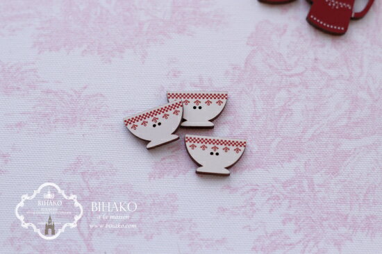 ボタン 木製 カフェボウル パーツ お茶 紅茶 ティータイム アフタヌーンティー ボウル ハンドメイド カ..