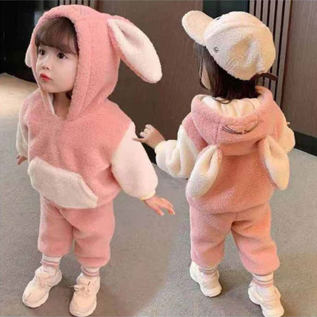 美博セレクトのウサギ 上下セット 男の子 もこもこ 3歳 子供用 着ぐるみ モコモコ パンダ 女の子 ルームウエア プレゼント ギフト 2歳 ベビー服 4歳 ウ｜アングル3