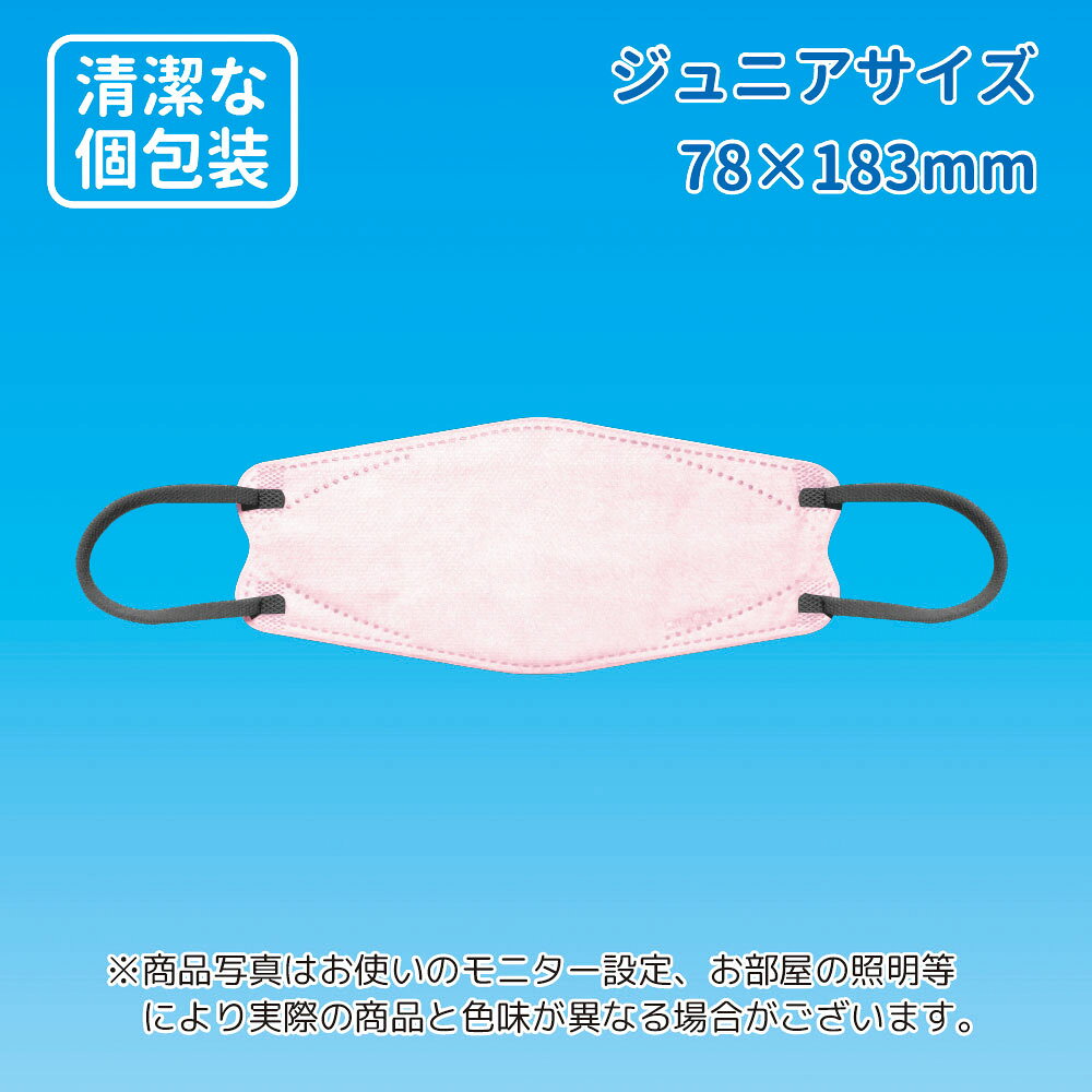 【5枚入×2袋セット】〈ジュニア〉3D立体型マスク 5枚入 カラフルタイプ《ピンク×ブ...