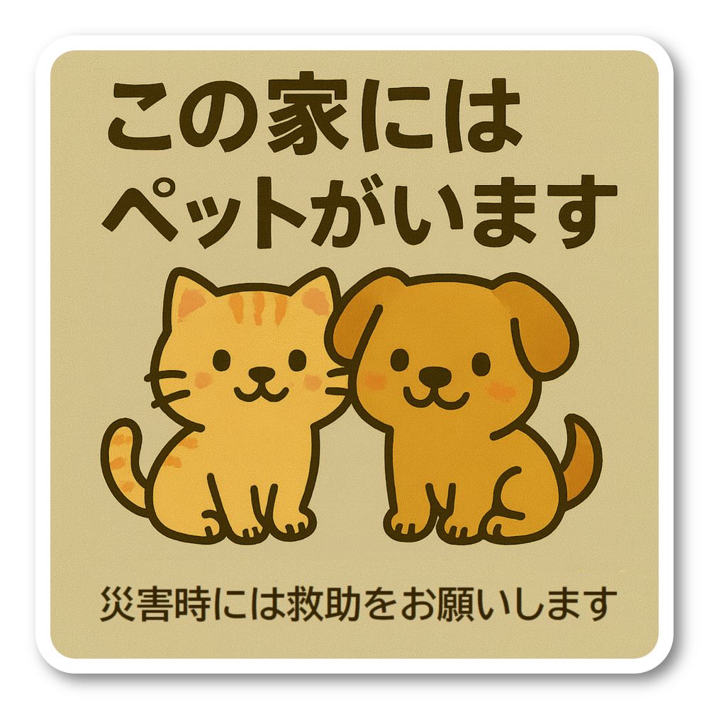 Rakuten - 【T0019】災害救助依頼 ペット 震災 レスキュー 猫 犬 壁にやさしい再剥離シール ステッカー 防水・耐熱・耐水