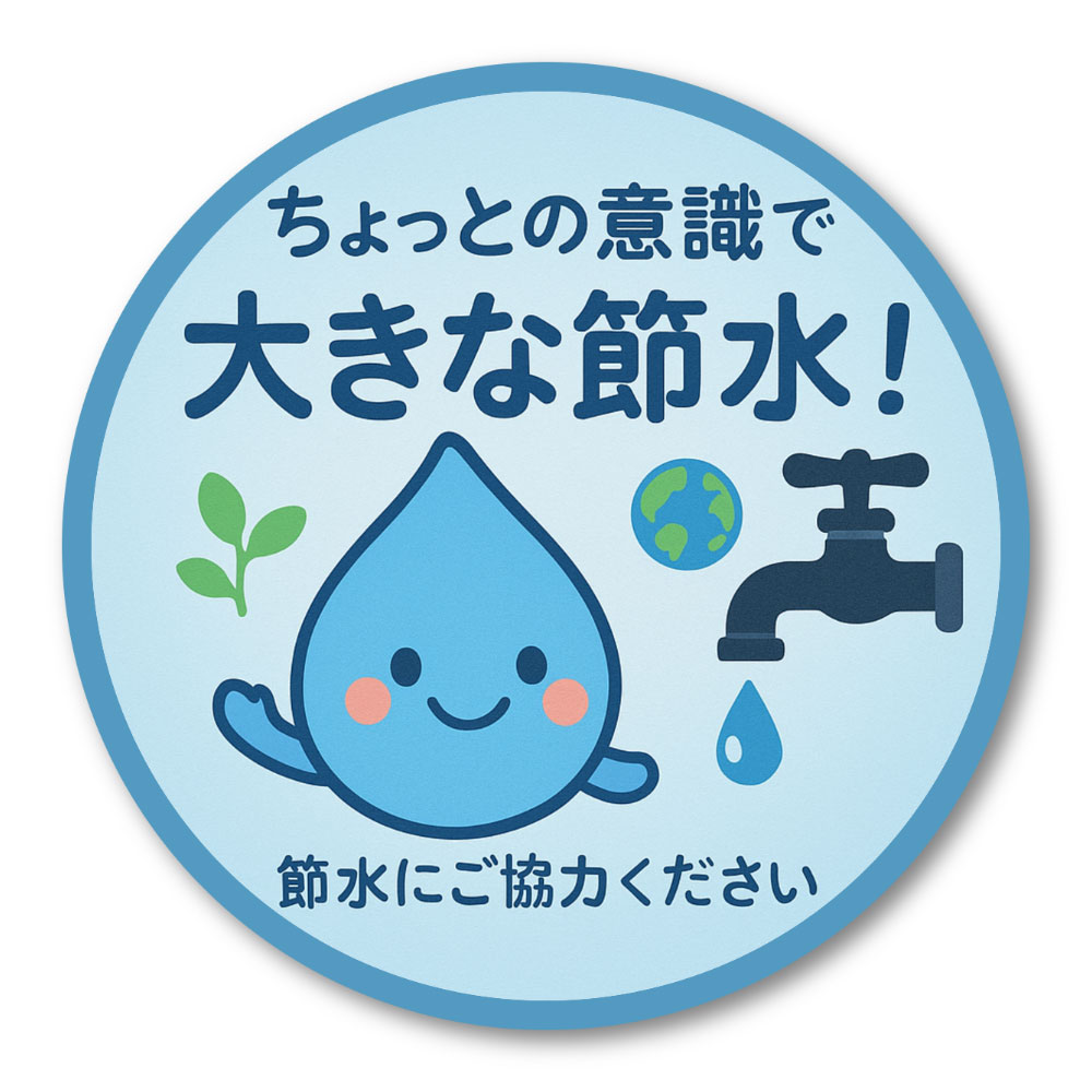 Rakuten - 【T0023】ちょっとの意識で大きな節水！節水にご協力ください かわいいしずく 省エネ エコ 壁にやさしい再剥離シール ステッカー 防水・耐熱・耐水