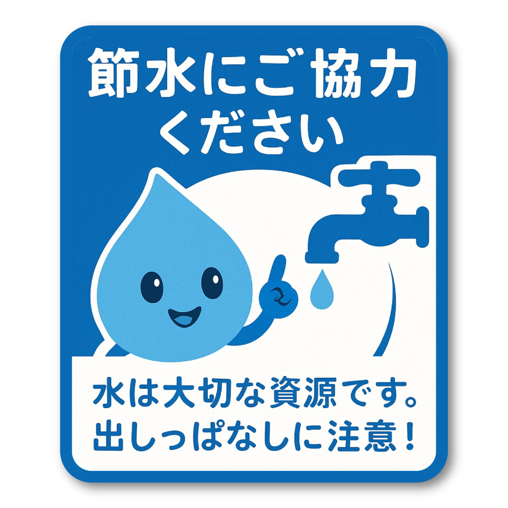 Rakuten - 【T0024】水は大事な資源 節水にご協力ください かわいいしずく 省エネ 水道 エコ 壁にやさしい再剥離シール ステッカー 防水・耐熱・耐水