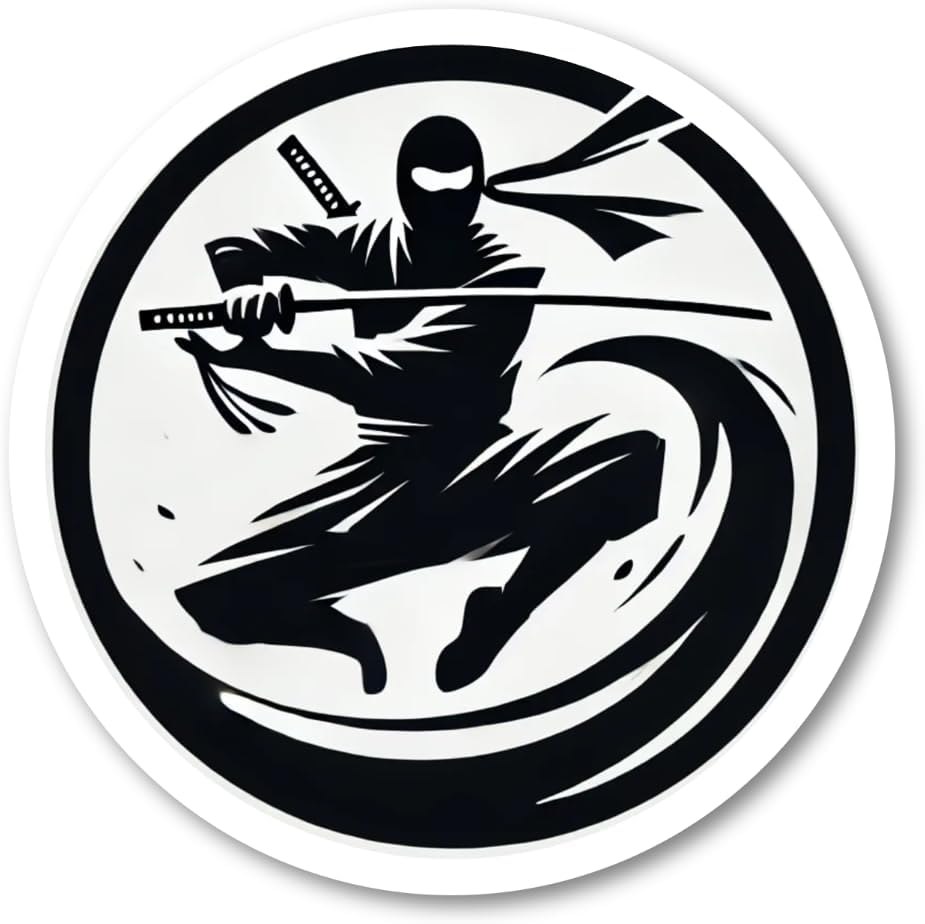 Rakuten - 3mmm-ninja_silhouette 忍者 シルエット 丸形 ステッカー 防水・耐熱 シール