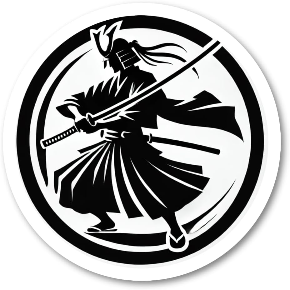 Rakuten - 3mmm-samurai_silhouette 侍 シルエット 丸形 ステッカー 防水・耐熱 シール