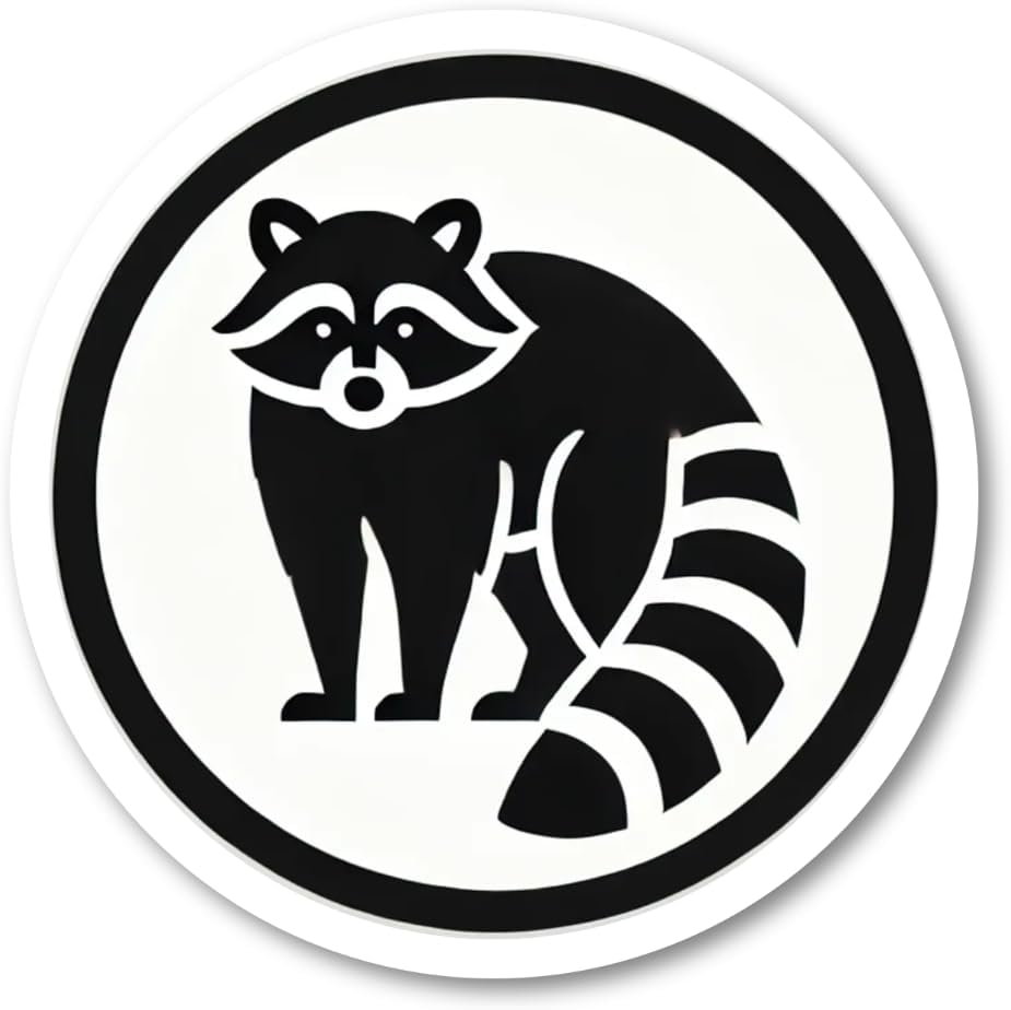 Rakuten - 3mmm-raccoon アライグマ 丸形 ステッカー 防水・耐熱 シール