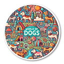 3mmm-dog_world 犬の世界 かわいい犬 ドッグ 動物 ステッカー 防水・耐熱 シール