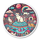 3mmm-cat_world 猫の世界 かわいい猫 キャット 動物 ステッカー 防水・耐熱 シール