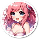 D-KYUUYU03 車の給油口用 サークル ピンク髪美少女エナジー ステッカー 防水・耐熱 シール