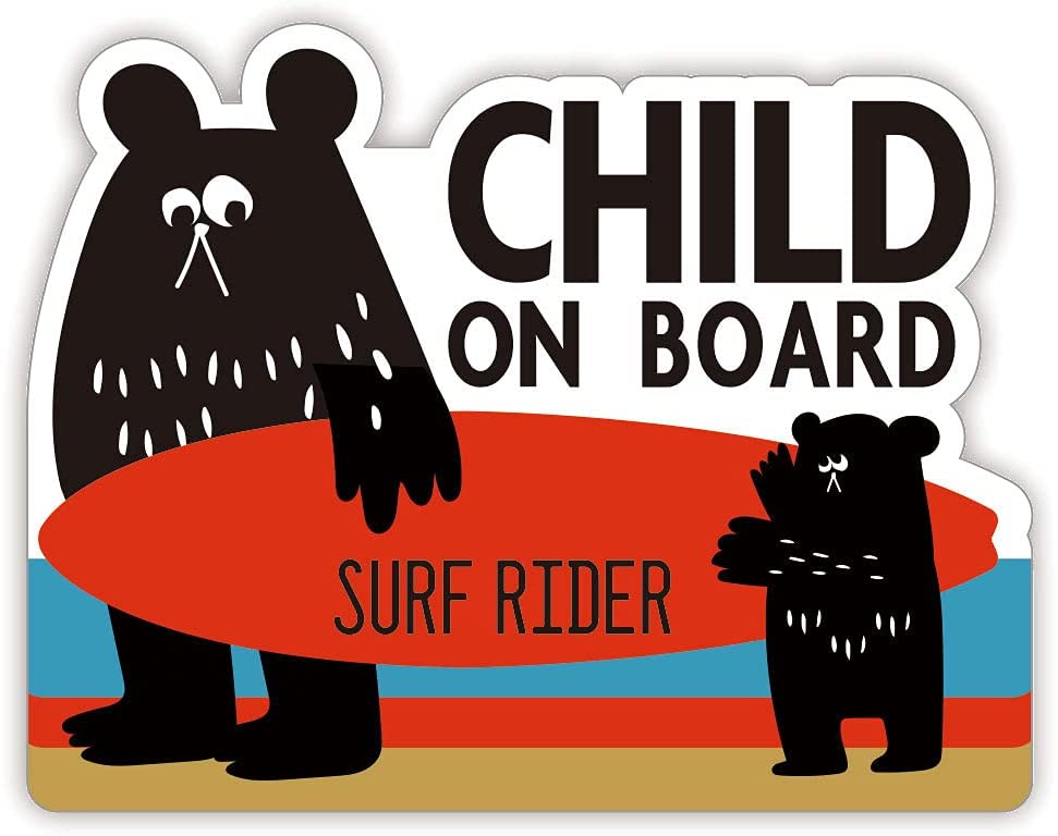 Rakuten - クロクマの親子 子供が乗っています(child on board) 動物 くま カーステッカー 防水・耐熱 シール (横バージョン(タテ12.7cm×ヨコ16.2cm))