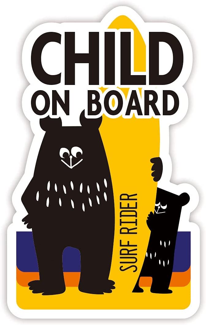 Rakuten - クロクマの親子 子供が乗っています(child on board) 動物 くま カーステッカー 防水・耐熱 シール (縦バージョン(タテ18cm×ヨコ11cm))