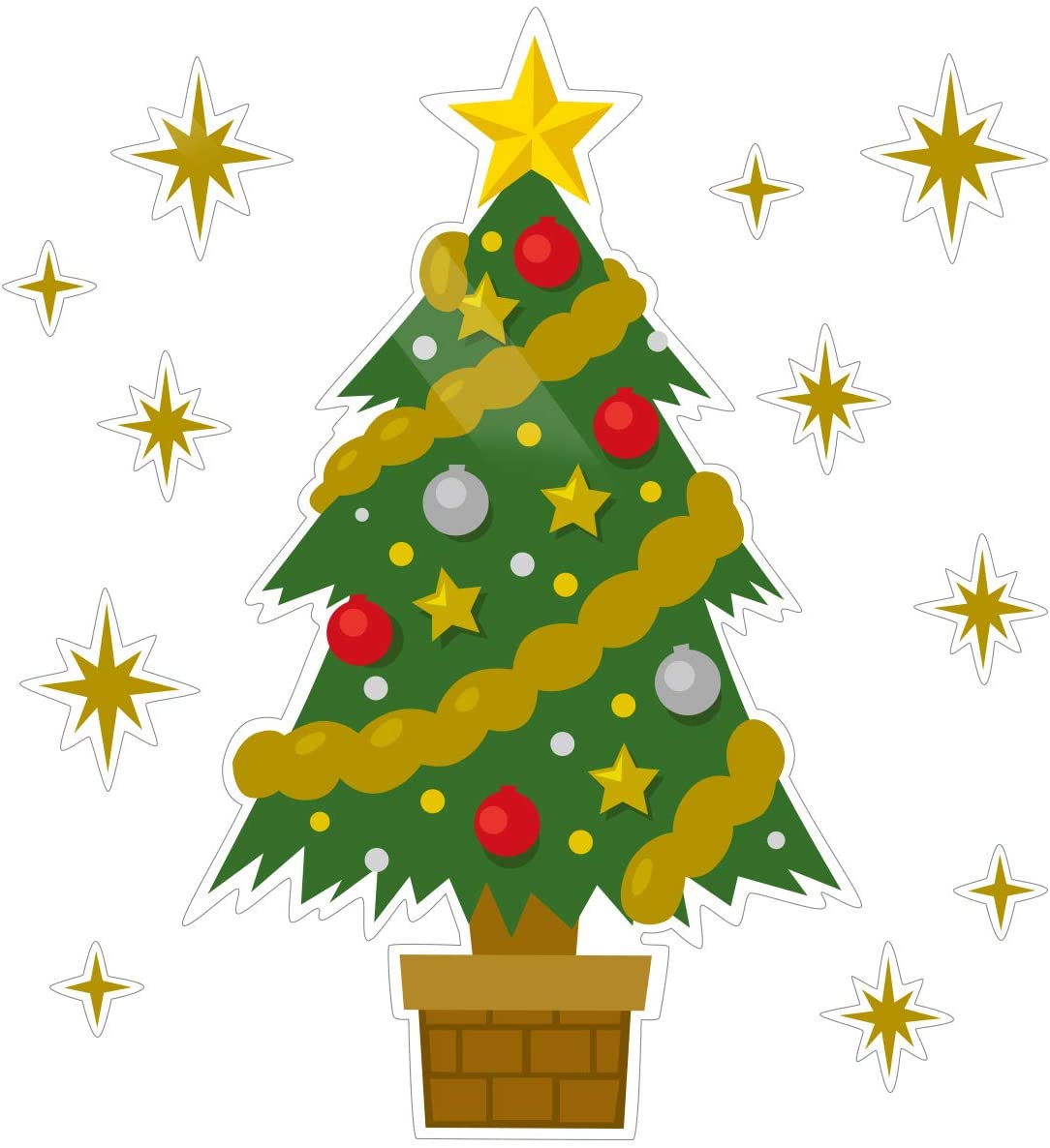 Rakuten - ウォールステッカー クリスマスオーナメント 壁装飾 壁紙 再剥離可 シール (クリスマスツリー)