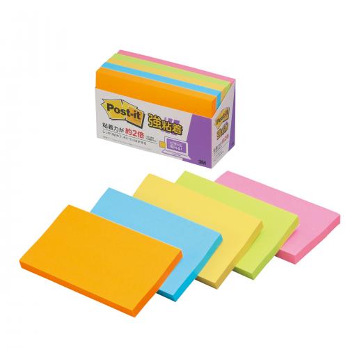 【SALE】ポストイット ポスト・イット 強粘着製品 スタンダード ノート655 3M(スリーエム) 655-5SSAN ふせん 付箋 混色 蛍光色 ネオンカラ...