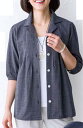 亀田縞襟付ブラウス レディース 婦人服 ミセス シニア 女性 オシャレ ファッション 40代 50代 60代 70代 80代 母の日 お母さん 春物 夏物 春夏...