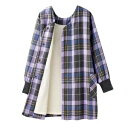 裏フリースシャツかっぽう 2色組 割烹着 エプロン 大きいサイズ エプロン レディース 婦人服 ミセス シニア 女性 かっぽう着 パープル オレンジ チェック柄...