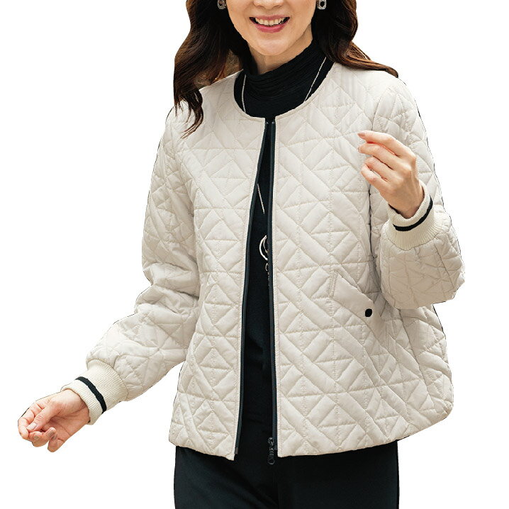 [ダイヤ柄風キルトジャケット] レディース 婦人 ミセス シニア 女性 健康 40代 50代 60代 70代 80代 母..