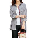 【コットン生地ストライプ切替えシャツブラウス】p24196ストライプシャツ レディース 婦人服 ミセス シニア 女性 オシャレ ファッション 40代 50代 6...
