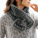 【全5色 ビジュー付き エコファーマフラー】p23836ファーティペット マフラー フェイクファーレディース 婦人服 ミセス シニア 女性 オシャレ ファッショ...