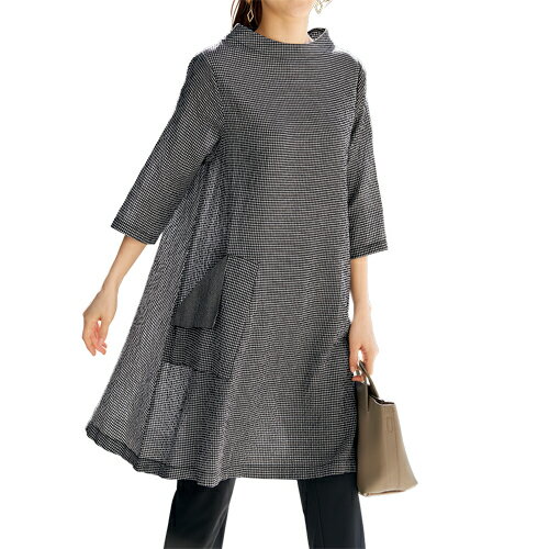 【ギンガムサッカーワンピース】p24067 ギンガムチェック 五分袖 ひざ丈 レディース 婦人服 ミセス シニア 女性 オシャレ ファッション 40代 50代 ...