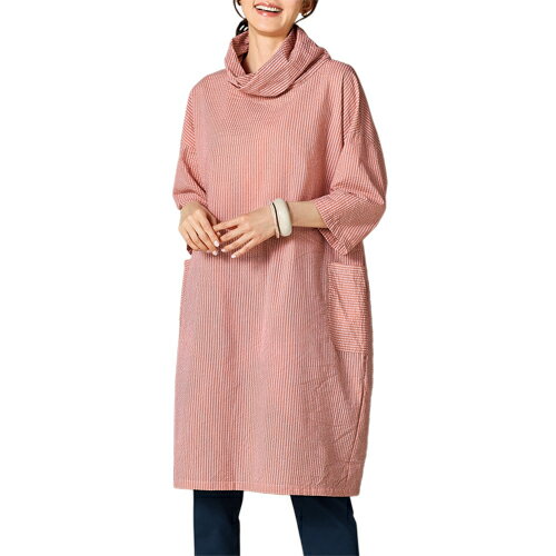 【ワッフル素材使用チュニックワンピース】p21035 レディース 婦人服 ミセス シニア 女性 オシャレ ファッション 40代 50代 60代 70代 80代 ...