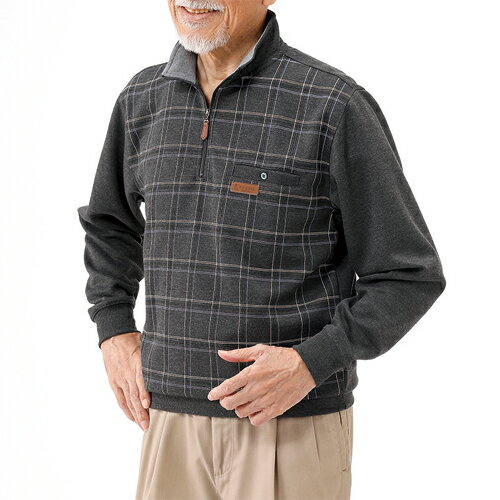【同サイズ3色組　長袖ハーフ ジップポロシャツ】p23262ハイネックシャツ ポロシャツメンズ 紳士服 シニア シニアファッション 40代 50代 60代 70代 80代 父の日 お父さん 秋物 冬物 秋冬 敬老 プレゼント 贈り物