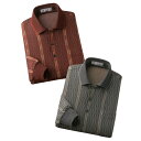 【同サイズ2色組 日本製 ウール入りストライプ柄シャツ】p23305 長袖 ポロシャツ メンズ 紳士服 シニア シニアファッション 40代 50代 60代 70代 80代 父の日 お父さん 秋物 冬物 秋冬 敬老 プレゼント 贈り物(4)