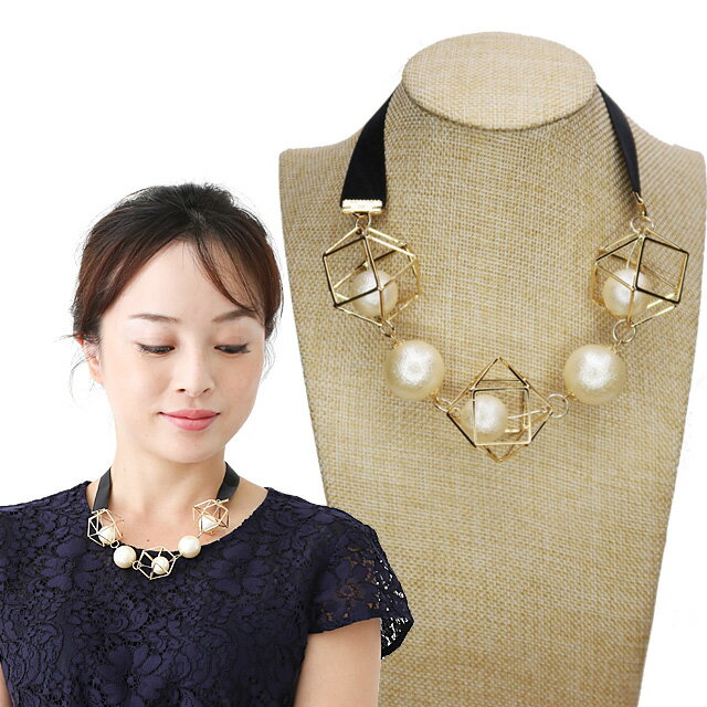 楽天美人髪KOEIDO　ヘアアクセサリー【お得なクーポン・ポイント配布中！】 ネックレスフェイクパール リボンの後ろ結びゴールドのフレーム 秋冬 着物 和服 特設ページ