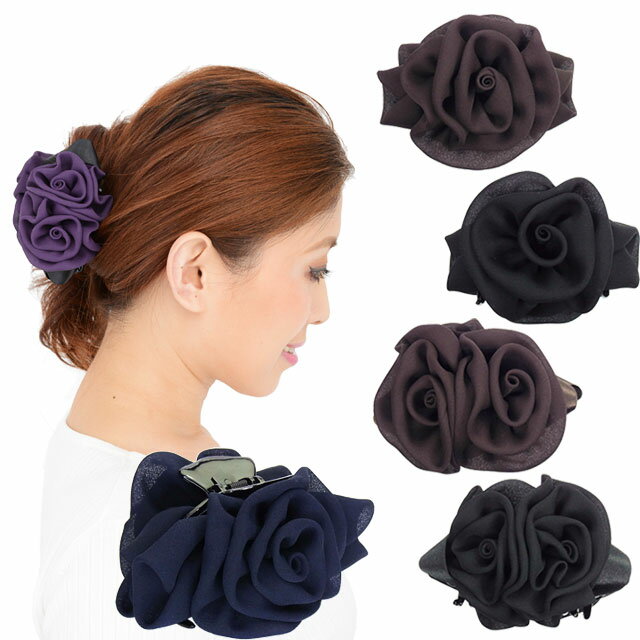 バンス クリップ 大きめ シフォンのローズ クリップ ヘアクリップ 大きめ しっかり とまる 大きい ヘアクリップ ヘアアクセ 髪留め 花 ばら ヘアセット ヘ...
