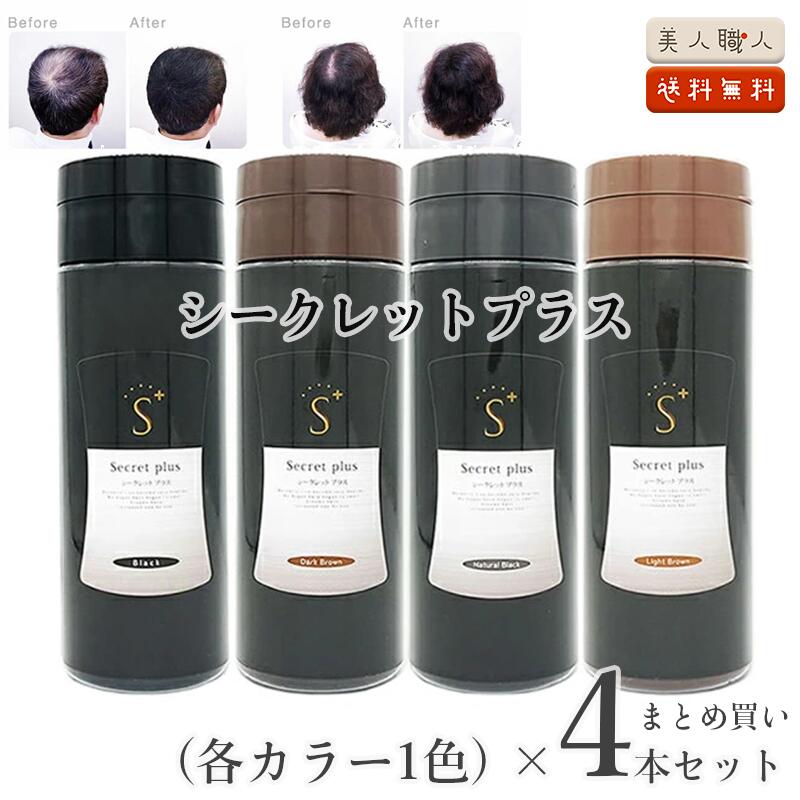 増毛パウダー シークレット プラス 50g ×4本セット 約100回分 全4色｜ シークレットプラス ブラック ナチュラルブラック ダークブラウン ライトブラウン からご選択 薄毛隠し 分け目隠し ハゲ隠し 薄毛隠し 白髪 増毛 薄毛 ふりかけ 円形脱毛症　スーパーミリオンヘアー