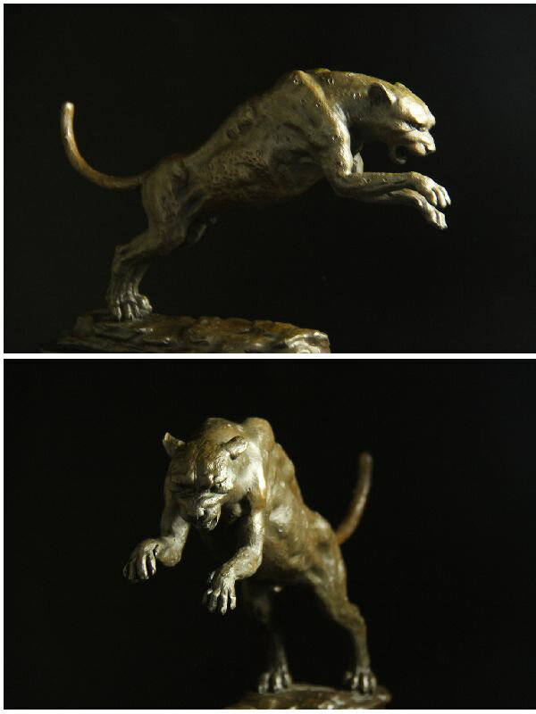 重量動物ブロンズ像『豹』◇35.5cm◇大名品LOETVANDERVEEN作