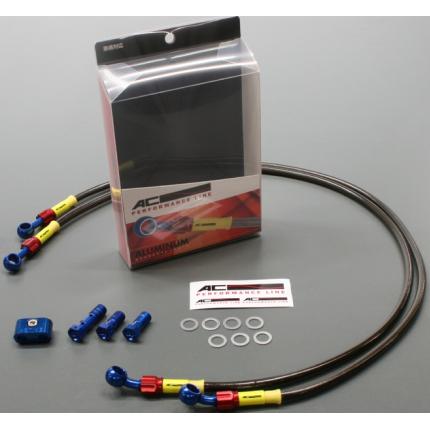 フォルツァ（FORZA）MF10（ABS不可） ボルトオンブレーキホースキット フロント用/左下1本 ブルー/レッド スモークホース ACパフォーマンスライン