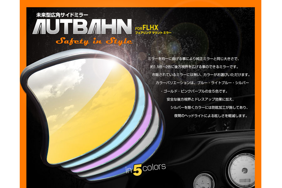 フェアリングマウントミラー親水加工 600R ライトブルー AUTBAHN（アウトバーン）