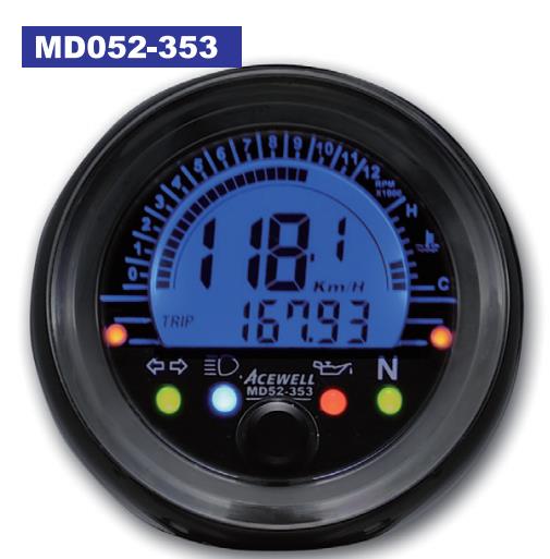 MD052シリーズ多機能小型デジタルメーター ブラックベゼル 水油温計装備 ACEWELL（エースウェル）