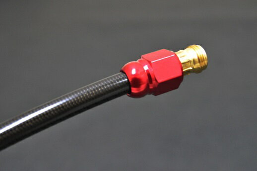 ヴィーナスラインブラックメッシュホース/真鍮/アルミ レッド800mm ALCANhands（アルキャンハンズ）(2)