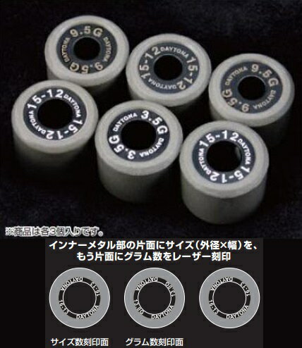 ディオ（Dio）/チェスタ（AF62/68） ライブディオZX（Dio）（ALL） DWRウエイトローラー 外径Φ16×幅13mm 5.0g 3個セット DAYTONA（デイトナ）