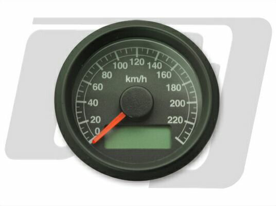 ビッグツイン（95年〜）、スポーツスター 電気式アジャスタブルスピードメーター 黒盤 黒ボディ GUTS C..