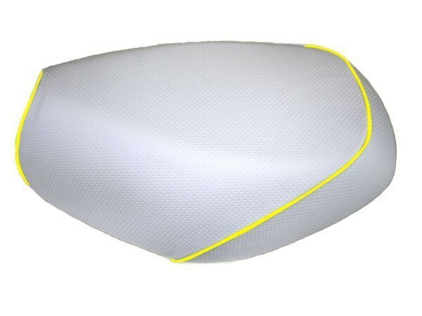 DJ-1 RR （AF19） 張り替えタイプ 日本製シートカバー エンボスホワイト/黄色パイピング GRONDEMENT（グロンドマン）