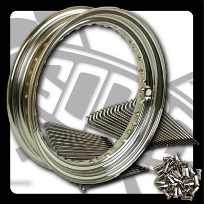 SR400/SR500 16インチキット MT クローム スチールスポーク リア GOODS（モーターガレージグッズ）