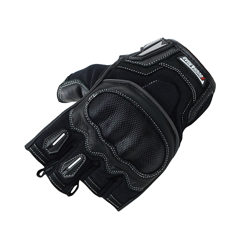 RR8362 プロテクションハーフフィンガーグローブ ブラック L ラフアンドロード（Rough＆Road）