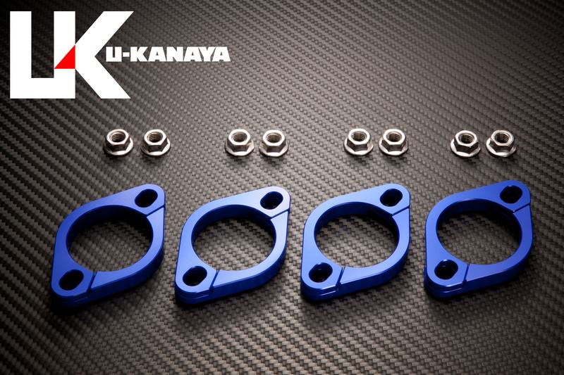ゼファー1100（ZEPHYR） アルミ削り出しエキゾーストフランジ ブルー U-KANAYA