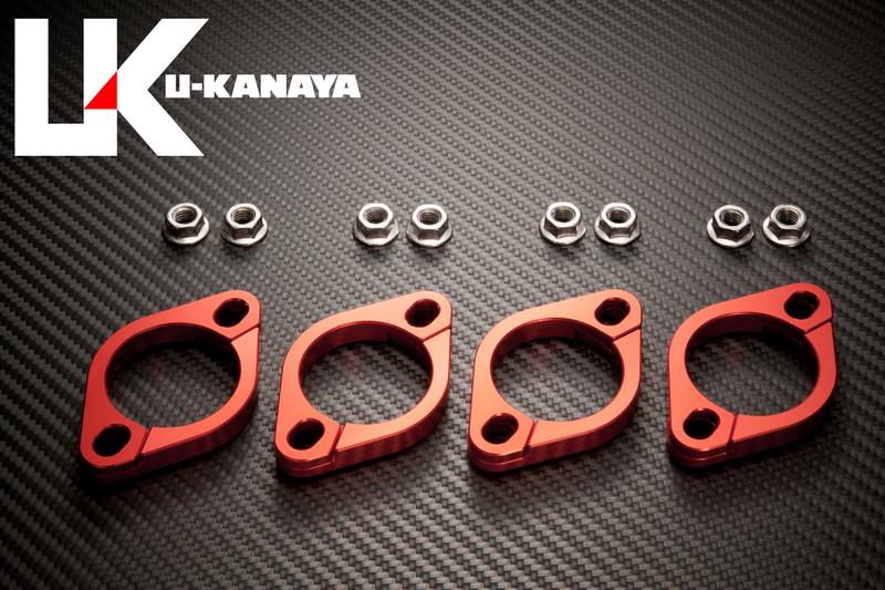 ゼファー1100（ZEPHYR） アルミ削り出しエキゾーストフランジ レッド U-KANAYA