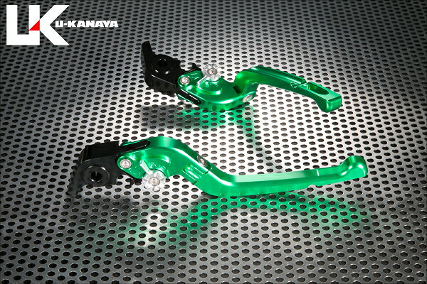 DUCATI Monster1100/S（モンスター）09年～ 可倒式Rタイプ アルミビレットレバーセット（グリーン） U-KANAYA