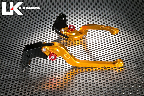 ZX-6R（05～06年） 可倒式Rタイプ アルミビレットレバーセット（ゴールド） U-KANAYA