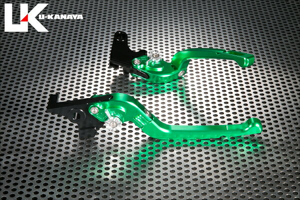 グース250（GOOSE） 可倒式Rタイプ アルミビレットレバーセット（グリーン） U-KANAYA
