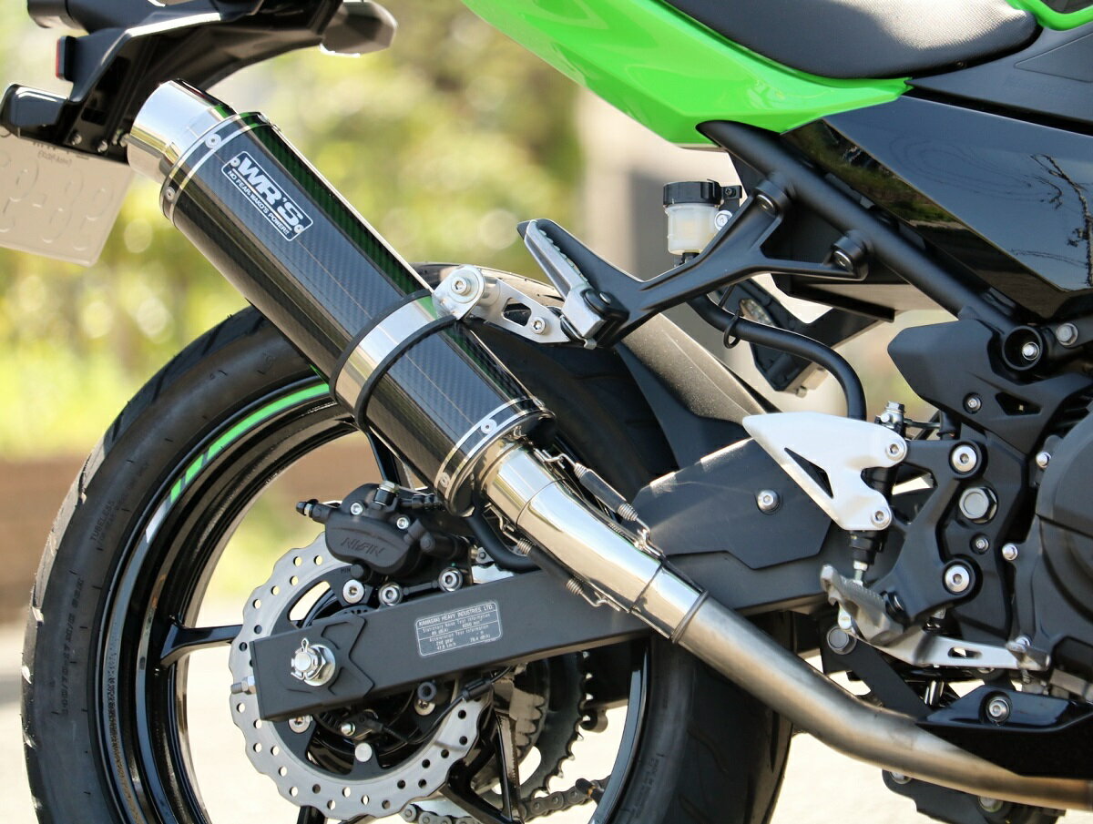 Ninja400（ニンジャ）18年 ラウンドタイプスリップオンマフラー ステンレス/カーボンサイレンサー WR'S（ダブルアールズ）
