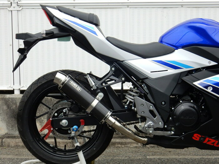 GSX250R（2BK-DN11A） リヤエキゾースト ラウンドタイプ （ステンレス/カーボン）スリップオンマフラー 政府認証 WR'S（ダブルアールズ）