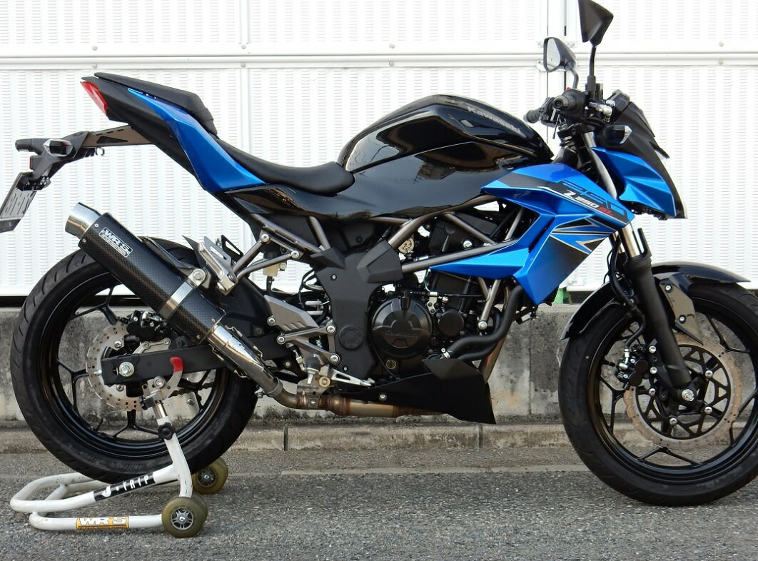 Z250SL リアエキゾースト ラウンドタイプ（スリップオンマフラー）ステンレス/カーボン WR'S（ダブルアールズ）