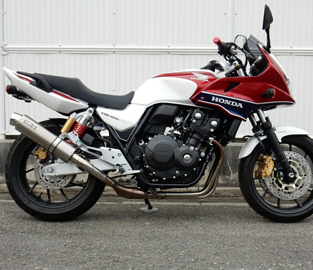 CB400SF・SB（EBL-NC42） ステンレスラウンドリアエキゾーストマフラー チタンソリッド WR'S（ダブルア..