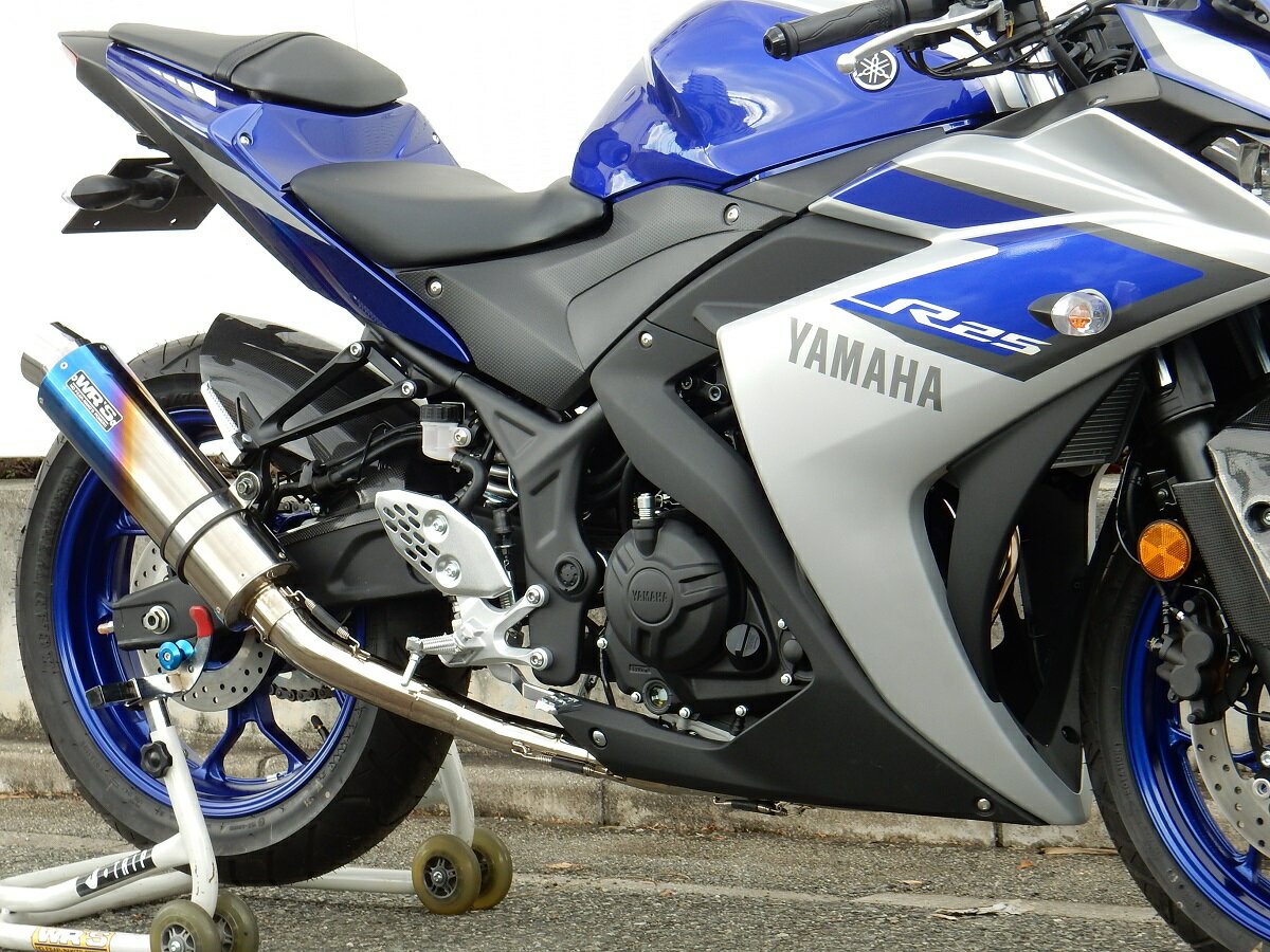 YZF-R25（JBK-RG10J） ステンレスラウンドフルエキゾーストマフラー 焼き色チタンサイレンサー WR'S（ダブルアールズ）