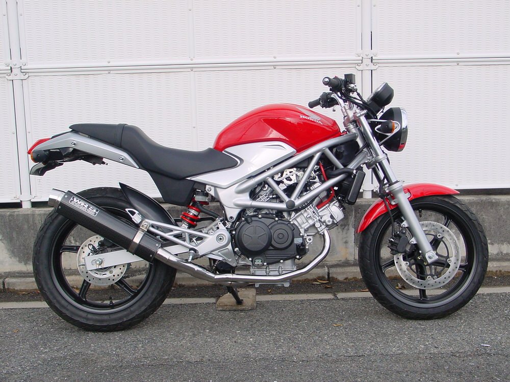 VTR250（JBK-MC33） ラウンドタイプ フルエキゾーストマフラー ステンレス/カーボン（JMCA認証） WR'S（ダブルアールズ）